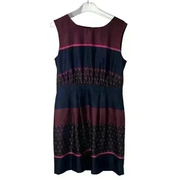 LOFT Dresses & Skirts - Loft Women's Navy/Maroon Striped Sleeveless Dress SIZE-8